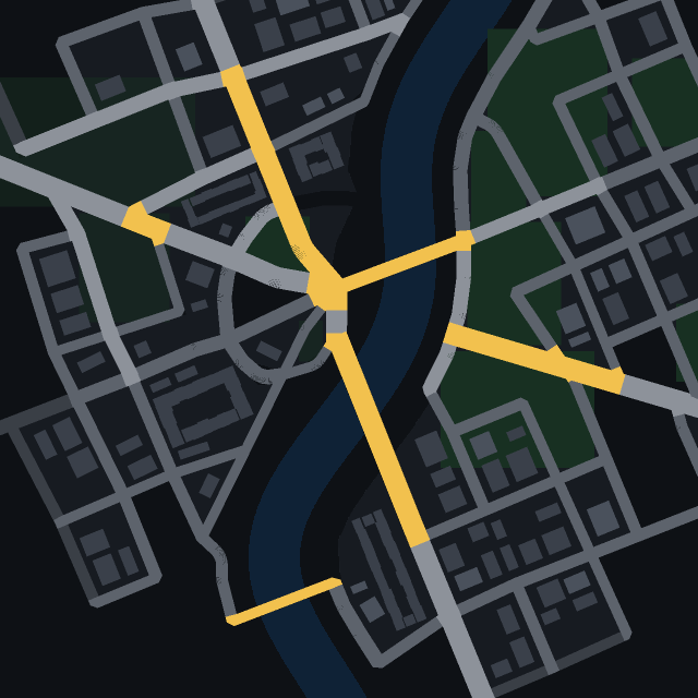 Top-down map of Mišoštejn, a river port generated from seed 1337